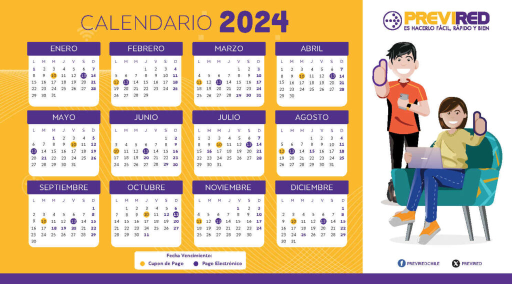 CALENDARIO 2024 PREVIRED Reclutamiento, Selección, Evaluación del Desempeño, Promoción de un ambiente laboral positivo, Asesoramiento en RRHH y Remuneraciones. RED RECURSOS HUMANOS